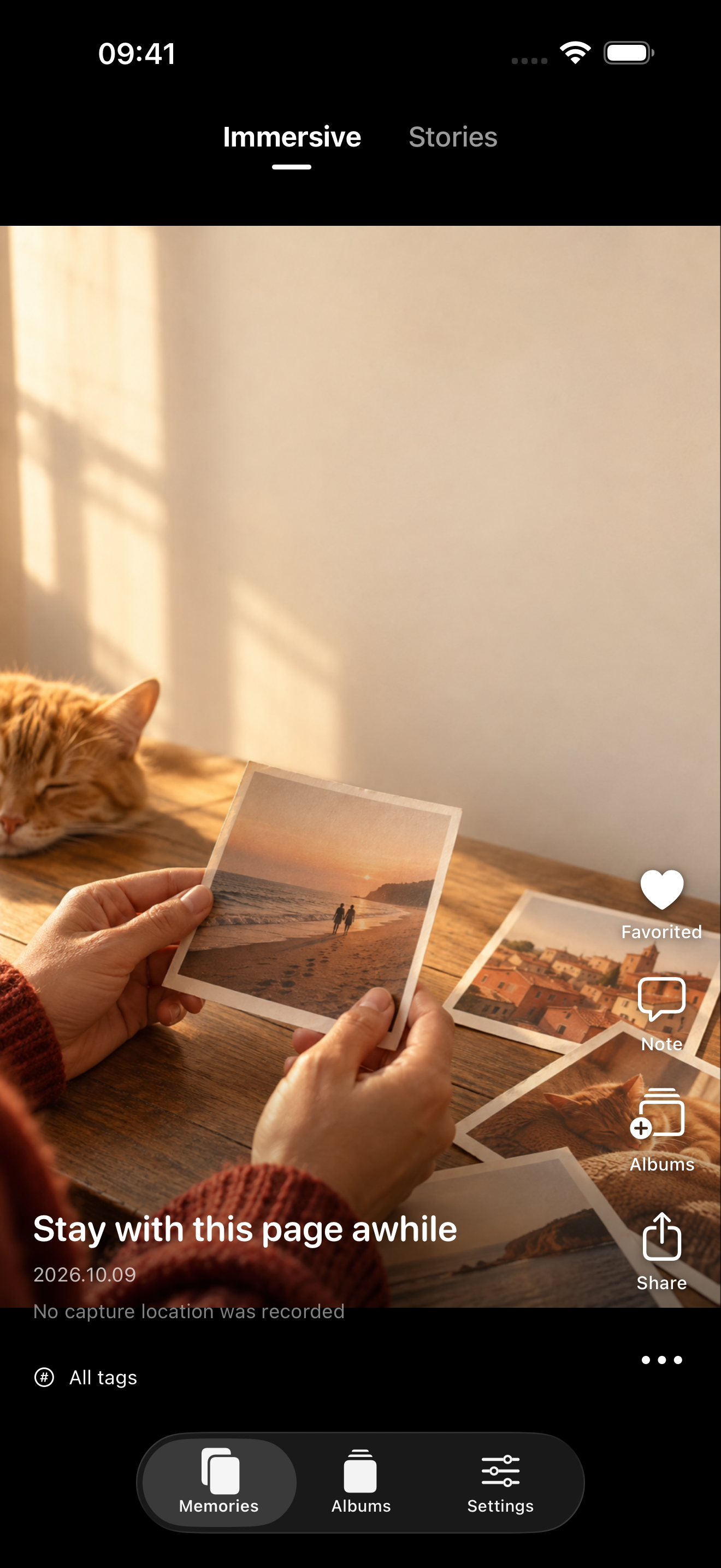 Share a memory — actual app interface